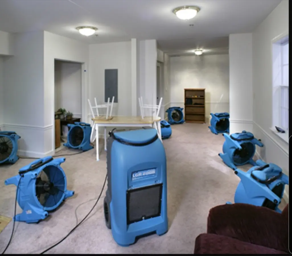 Air movers and dehumidifier setup for Water Extraction & Removal in Wellston